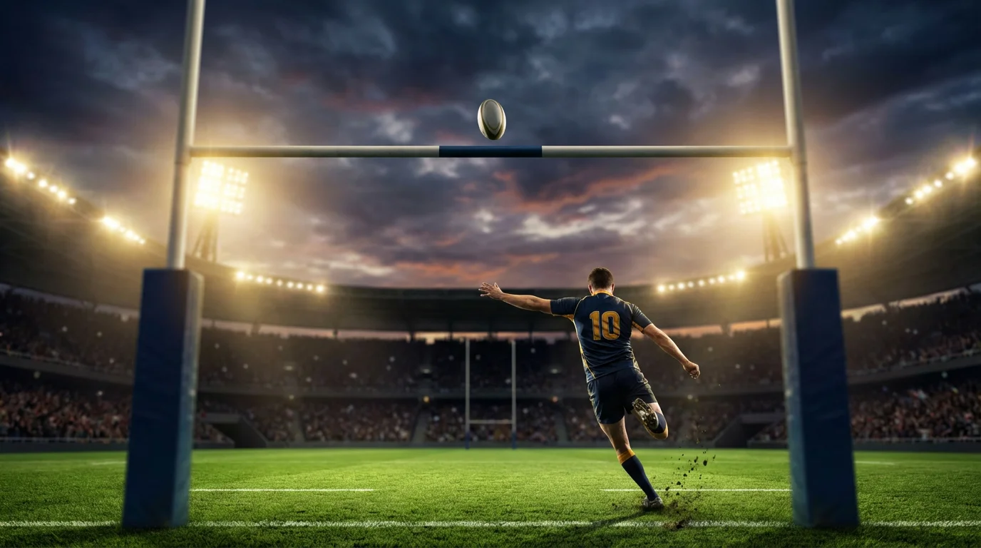 Action de rugby montrant un essai transformé avec le système de points
